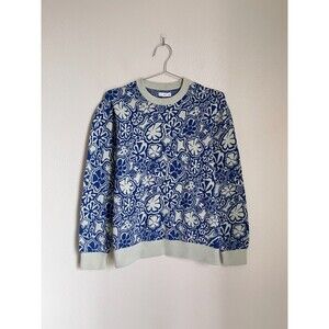 Tna Aritzia Revel Retro Floral Crewneck Sweater in Blue Combo Size XS